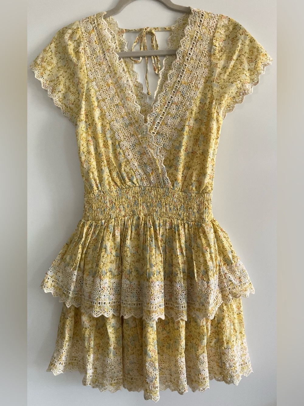 American Eagle Outfitters Yellow Floral Lace-Trim Maxi Dress
